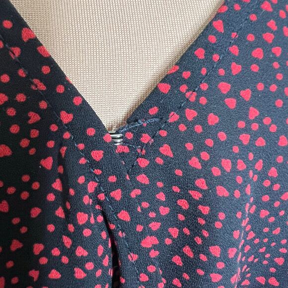 GAP Dress w Pockets XL Women Black Red Blouson Long Sleeve Faux Wrap V-Neck Mini - Picture 6 of 9